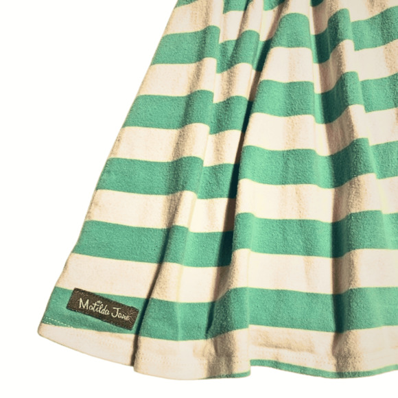 Matilda Jane Camp MJC True North Dress 4 GUC Green Pink Stripe - Picture 5 of 5